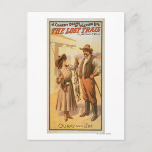 Lost Trail Comedy - Woman Fishing Western Postcard