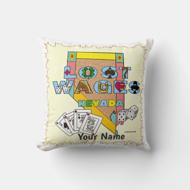 Lost Wages Nevada Throw Pillow (Front)