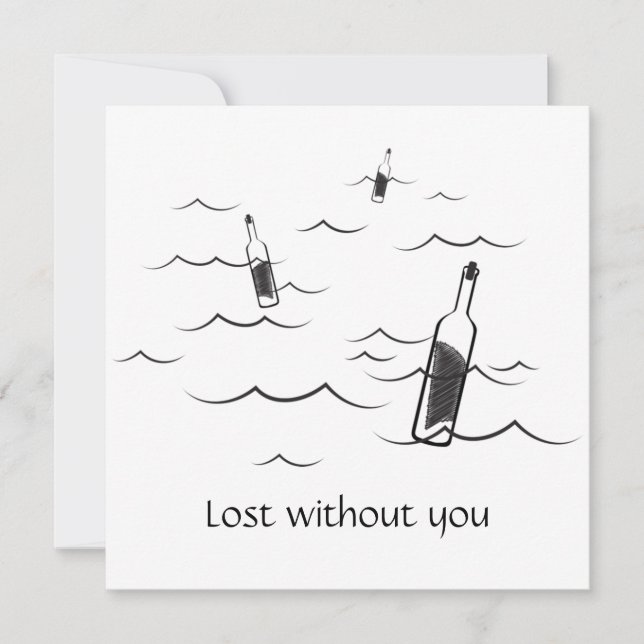 Lost without you modern black-and-white design holiday card (Front)