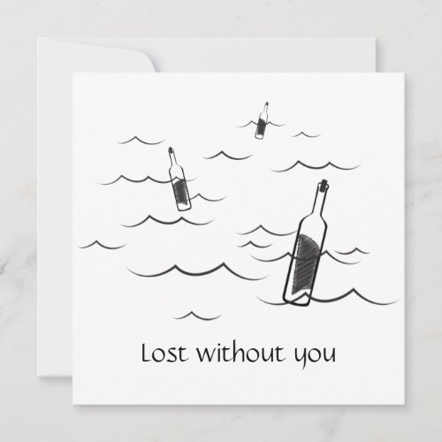 Lost without you modern black_and_white design holiday card