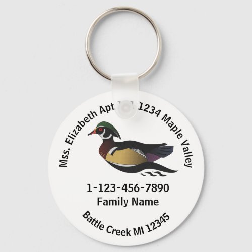 Lost Wood Duck Home Address Keychain