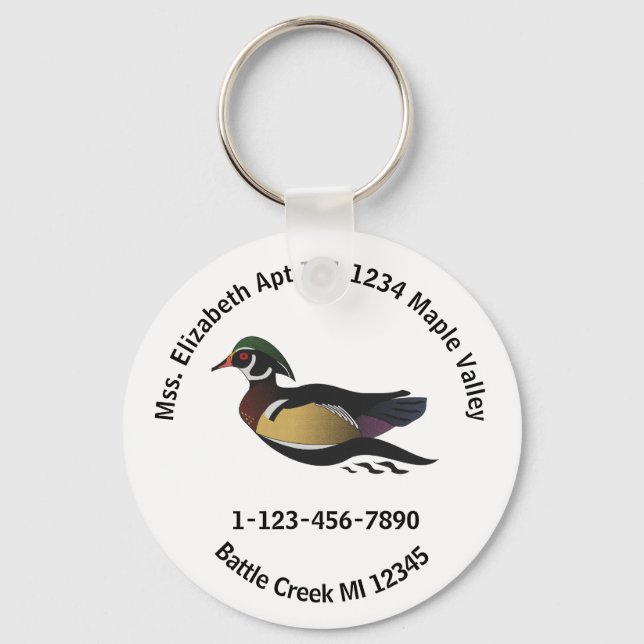 Lost Wood Duck Home Contact Information Keychain (Front)