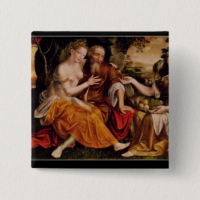 Lot and his Daughters, c.1565 Pinback Button (Front)