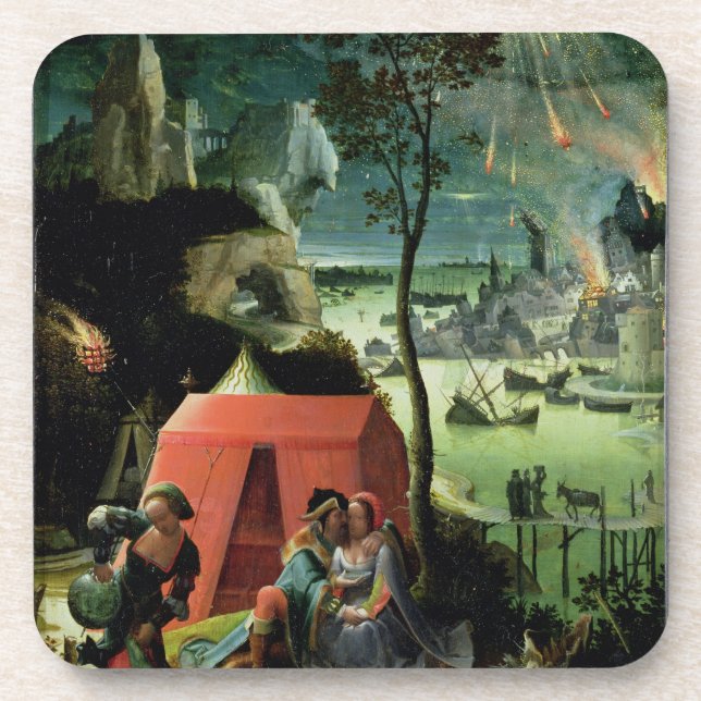 Lot and his Daughters (oil on panel) Drink Coaster (Front)