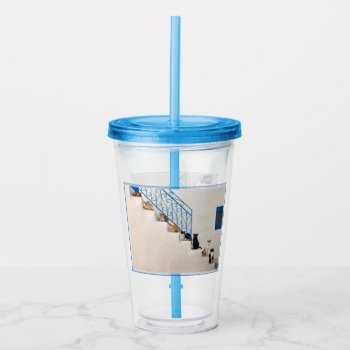 Lot Of Cats On A White Stairway In A Greek Village Acrylic Tumbler by Kathom_Photo at Zazzle