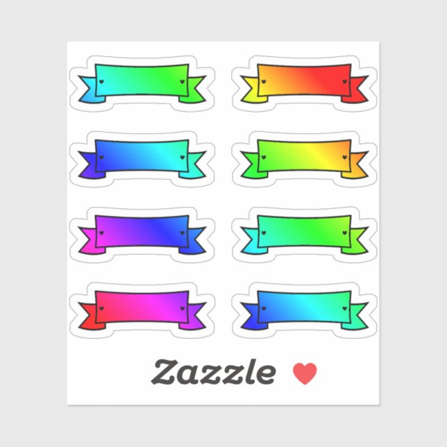 Lot Of Colorful Banners Tiny Rainbow Banner Shapes Sticker (Sheet)