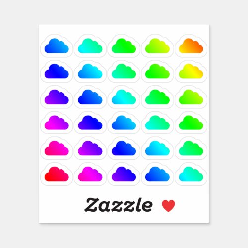 Lot Of Colorful Clouds Tiny Rainbow Cloud Shapes Sticker