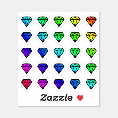 Lot Of Colorful Diamonds Tiny Small Jewels Shapes Sticker