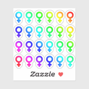 Lot Of Colorful Female Gender Symbols Tiny Rainbow Sticker