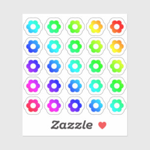 Lot Of Colorful Flowers Tiny Rainbow Flower Shapes Sticker