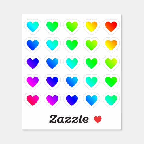 Lot Of Colorful Hearts Tiny Rainbow Heart Shapes Sticker