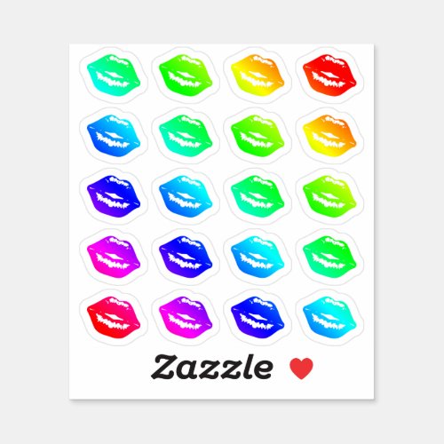 Lot Of Colorful Lips Tiny Rainbow Kisses Shapes Sticker