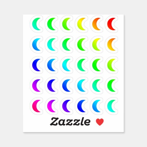 Lot Of Colorful Moon Tiny Rainbow Crescent Shapes Sticker