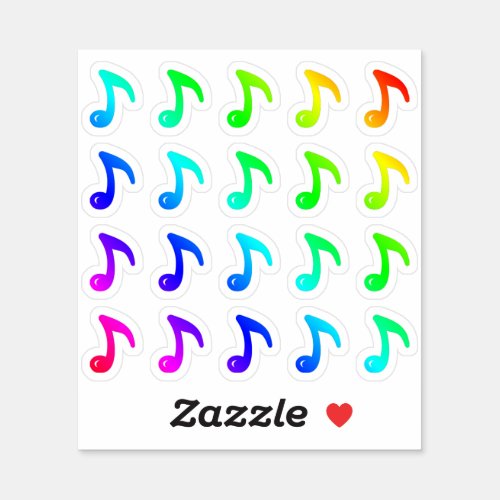 Lot Of Colorful Tiny Musical Notes Rainbow Music Sticker
