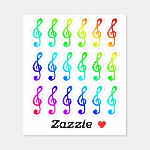 Lot Of Colorful Tiny Musical Rainbow Treble Clefs Sticker