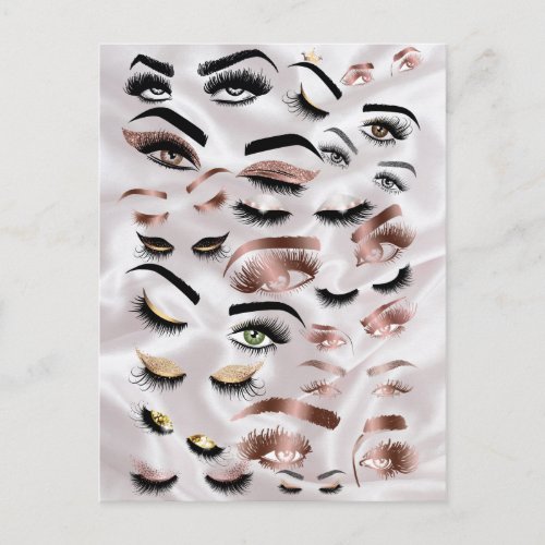 lot of eyes lashes  wink eyes makeup artist postcard