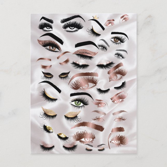 lot of eyes lashes  wink eyes makeup artist postcard (Front)