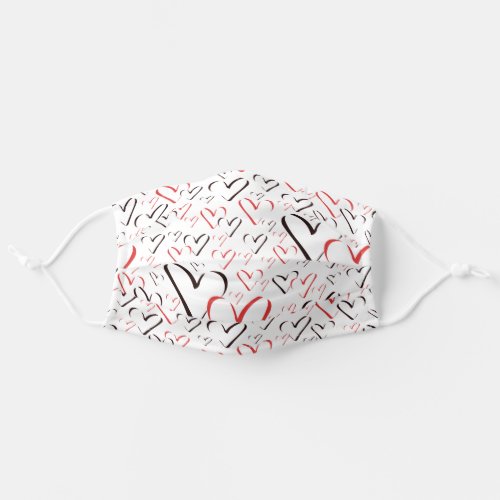 Lot of Hearts Calligraphy Minimalist Heart Shapes Adult Cloth Face Mask