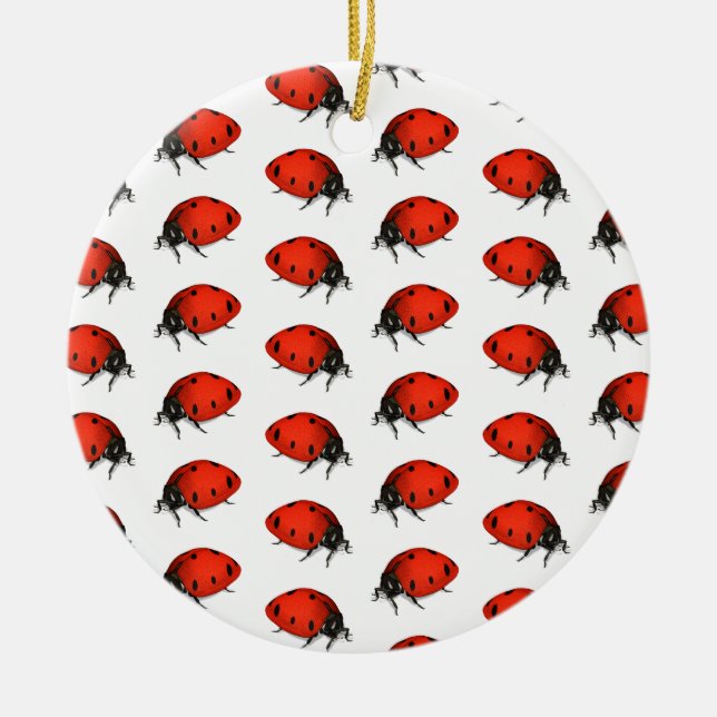 Lot Of Ladybugs Ceramic Ornament (Front)