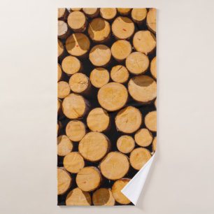 Lot of many Wood Trunk oak Trees round teak log cu Bath Towel