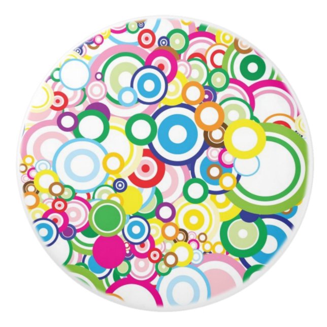 Lot of vivid circles ceramic knob (Front)