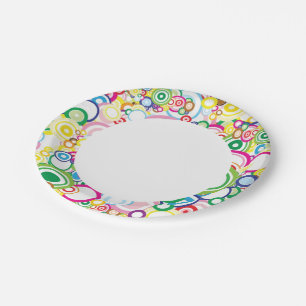 Lot of vivid circles paper plates