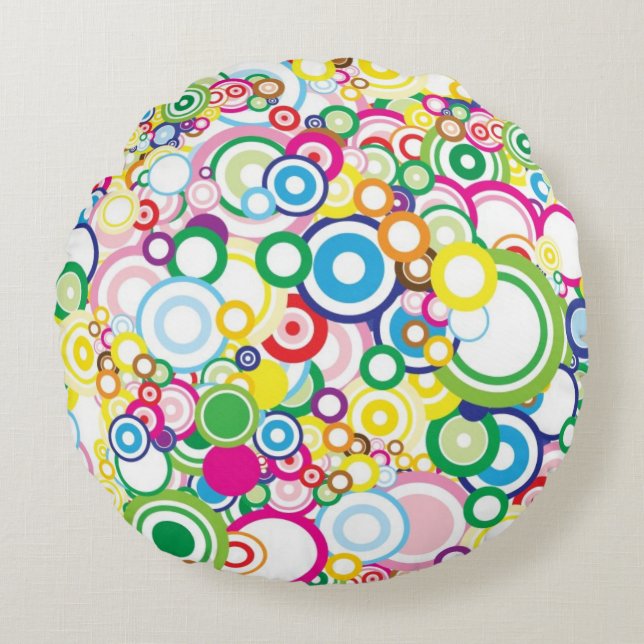 Lot of vivid circles round pillow (Front)
