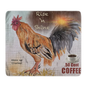 Lot Rooster Vintage Fun Glass Cutting board