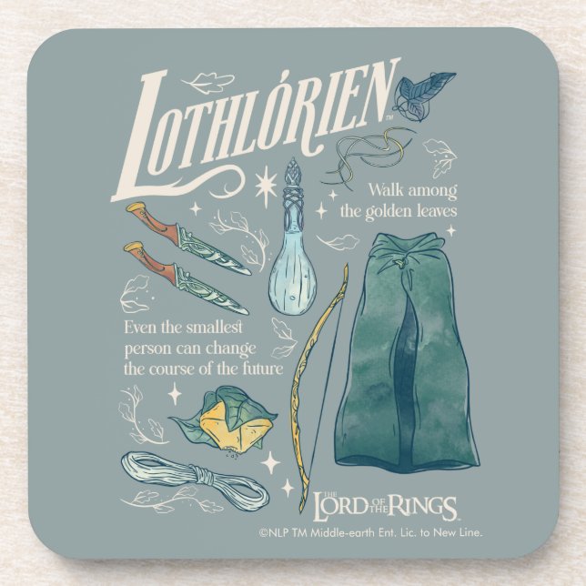 LOTHLORIEN™ Watercolor Collage Graphic Beverage Coaster (Front)