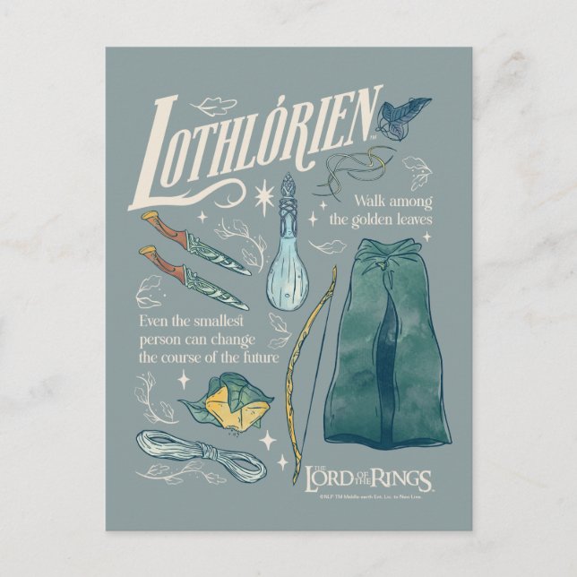 LOTHLORIEN™ Watercolor Collage Graphic Postcard (Front)