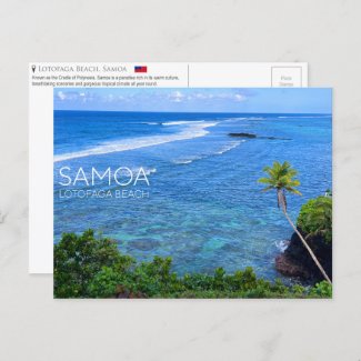 Lotofaga Beach, Samoa Postcard