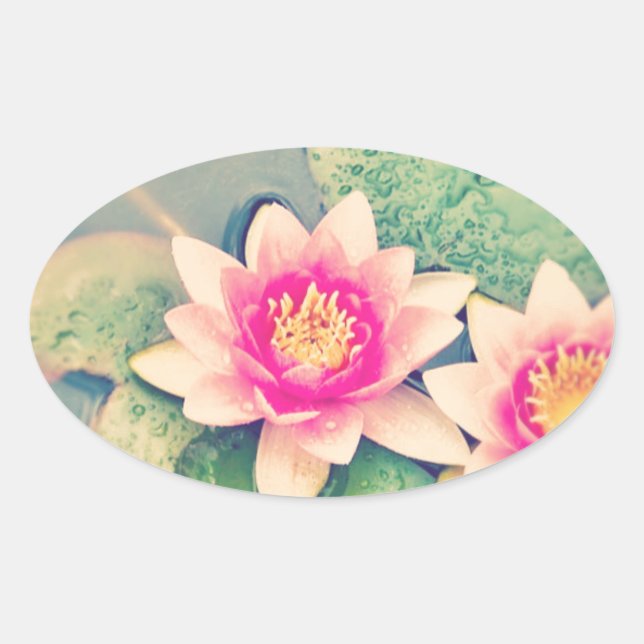 Lotos Flower Oval Sticker (Front)