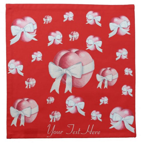 lots bows and red hearts romantic cloth napkin