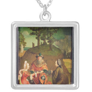 Lot's daughters make their Father drink Wine Silver Plated Necklace
