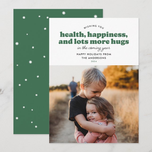 Lots More Hugs Holiday Card (Green) (Front/Back)
