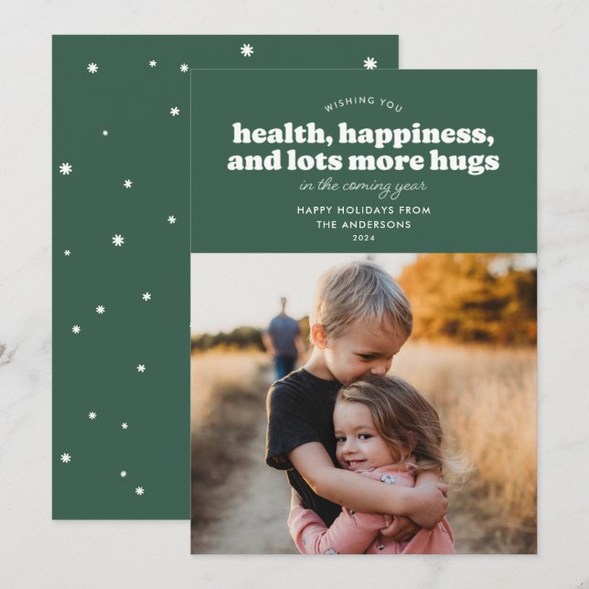 Lots More Hugs Holiday Card (Pine Green) (Front/Back)