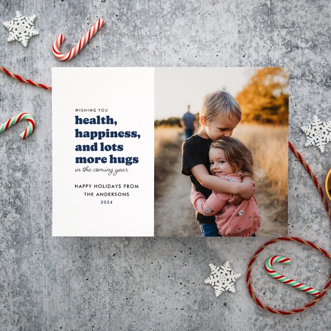 Lots More Hugs Photo Holiday Card (Blue) (Creator Uploaded)