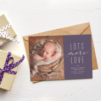 Lots more love purple photo birth announcement