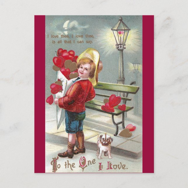 Lots O' Hearts and Pup Valentine Holiday Postcard (Front)