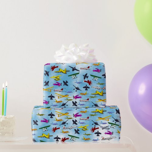 Lots of Airplanes Jets Fighter Planes Fun Kids Boy Wrapping Paper