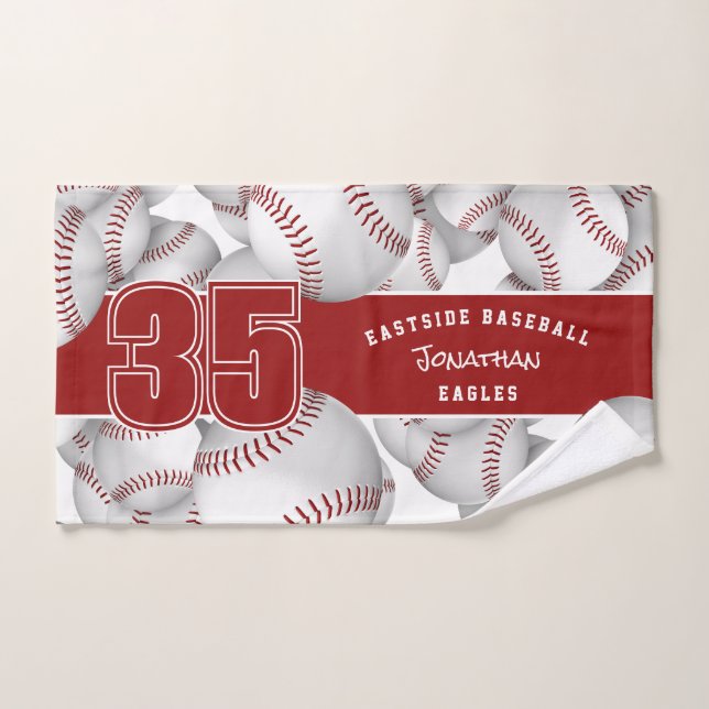 Lots of baseballs custom player and team name hand towel  (Hand Towel)