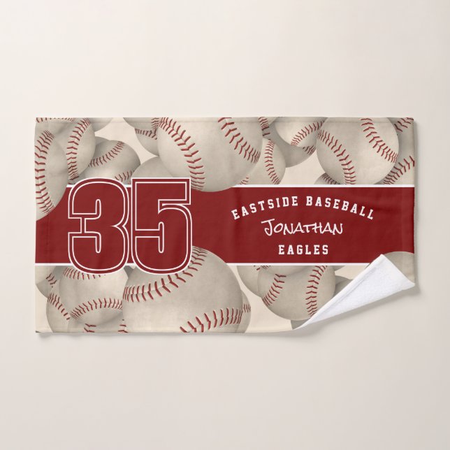 Lots of baseballs softballs player and team name hand towel  (Hand Towel)