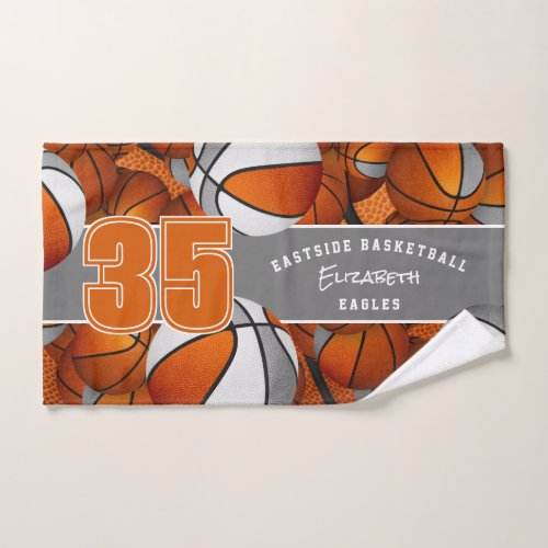 orange gray basketballs hand towel