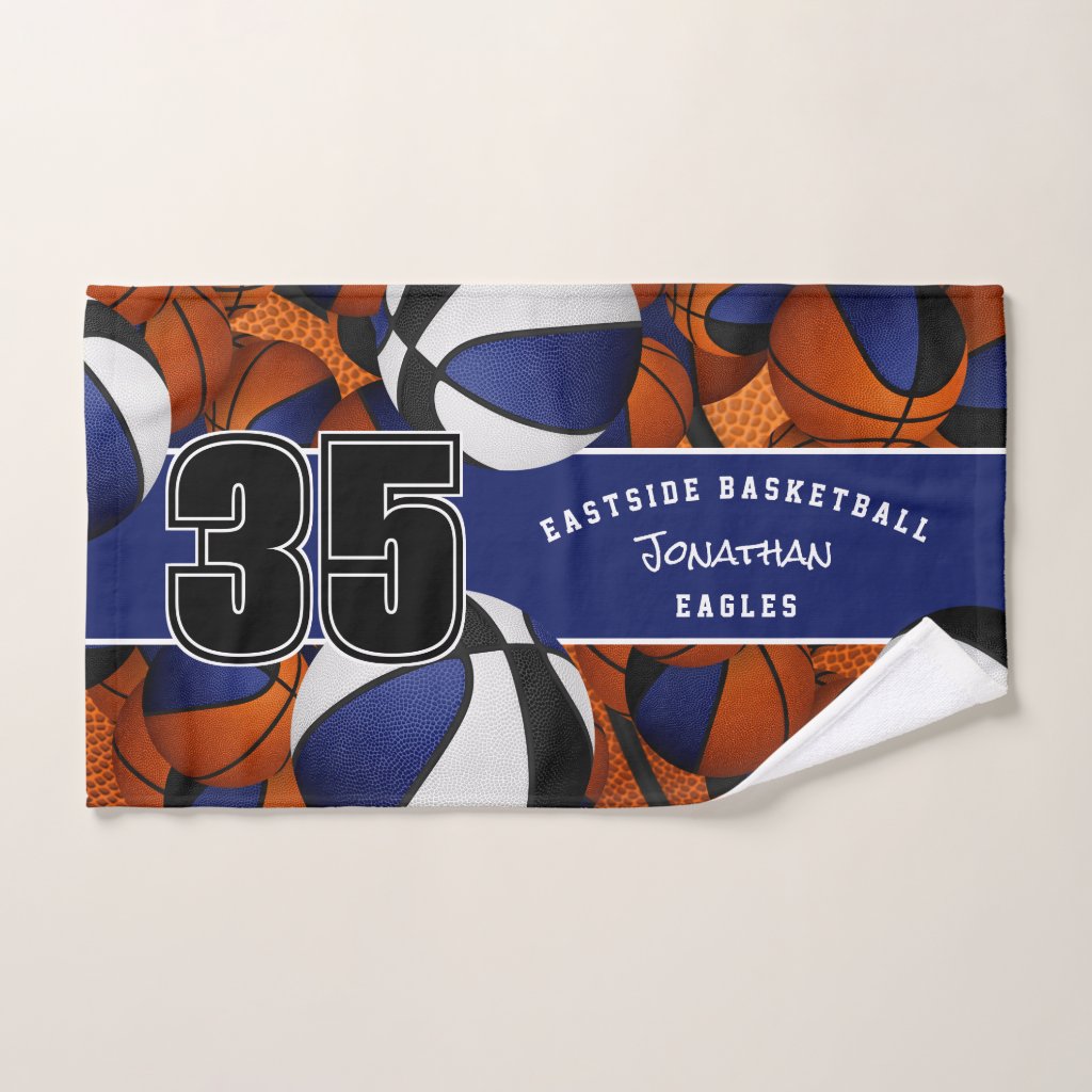 blue black basketball team colors hand towell