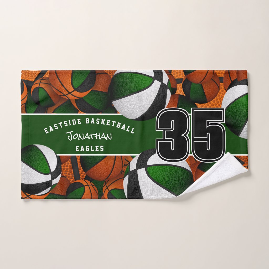 green black basketball team colors hand towell