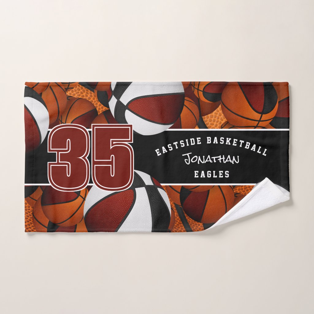 maroon black basketball team colors hand towell
