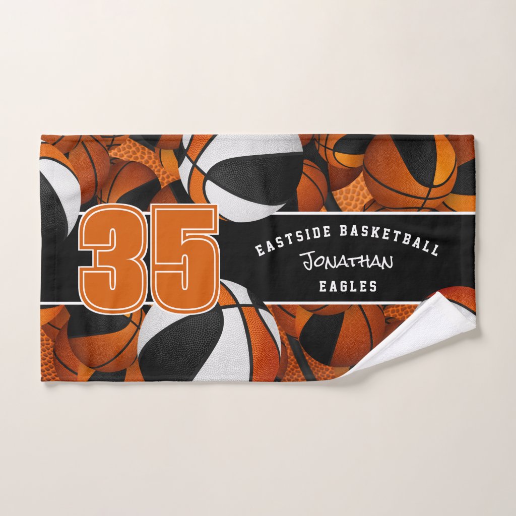 black orange basketball team colors hand towell