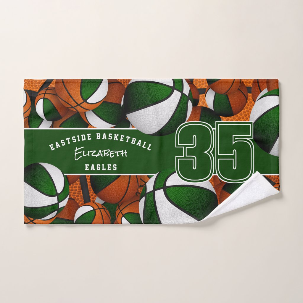 green basketball team colors hand towell