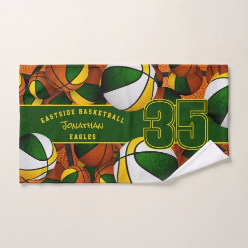 green gold basketball team spirit hand towel