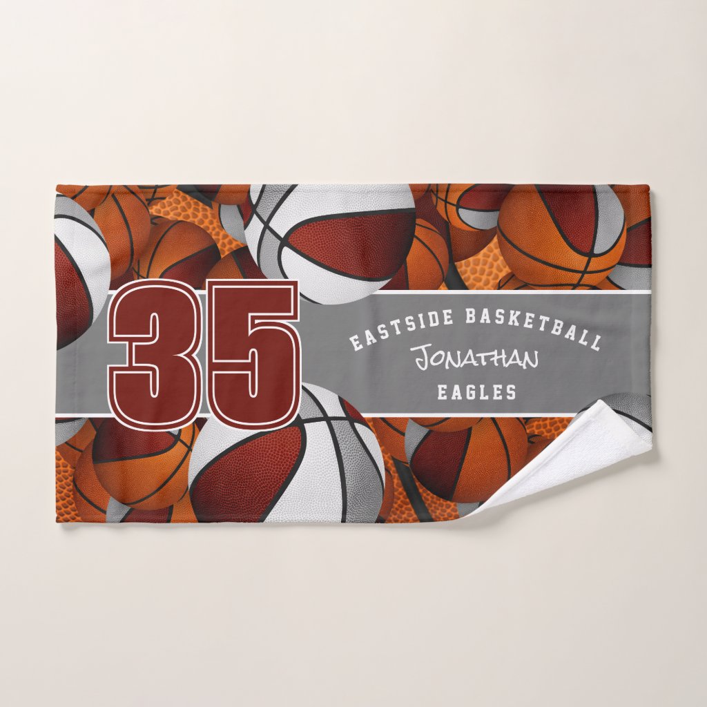 maroon gray basketball team colors hand towell